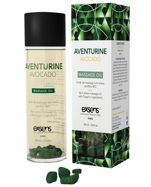 Exsens Of Paris Organic Massage Oil W-stones - Aventurine Avocado Default Title Massage Oils, Lotions, Creams And Gels - Tophatter Daily Deals