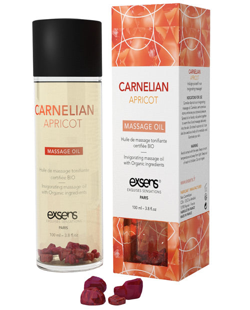 Exsens Of Paris Organic Massage Oil W-stones - Carnelian Apricot Default Title Massage Oils, Lotions, Creams And Gels - Tophatter Daily Deals