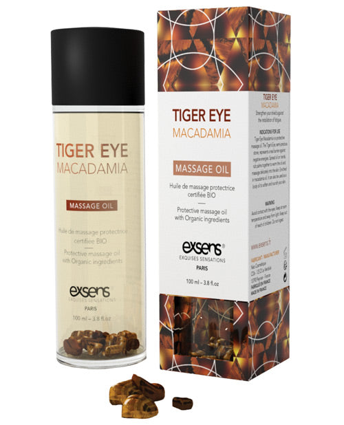 Exsens Of Paris Organic Massage Oil W-stones - Tiger Eye Macadamia Default Title Massage Oils, Lotions, Creams And Gels - Tophatter Daily Deals