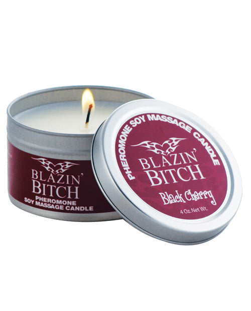 Blazin' Bitch Pheromone Soy Massage Candle - 4 Oz Black Cherry Default Title Setting The Mood - Tophatter Daily Deals