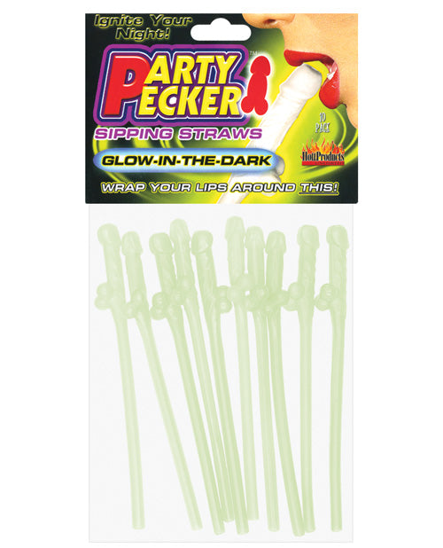 Party Pecker Sipping Straws - Glow-in-the-dark Pack Of 10 Default Title Bachelorette & Party Supplies - Tophatter Daily Deals