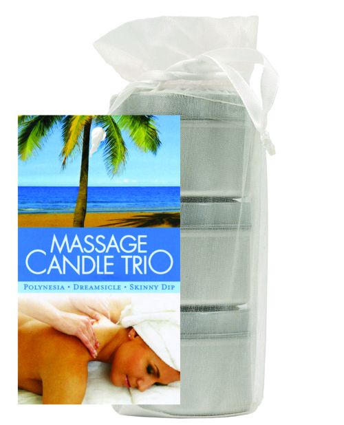 Earthly Body Massage Candle Trio Gift Bag - 2 Oz Skinny Dip, Dreamsicle, & Guavalva Default Title Setting The Mood - Tophatter Daily Deals