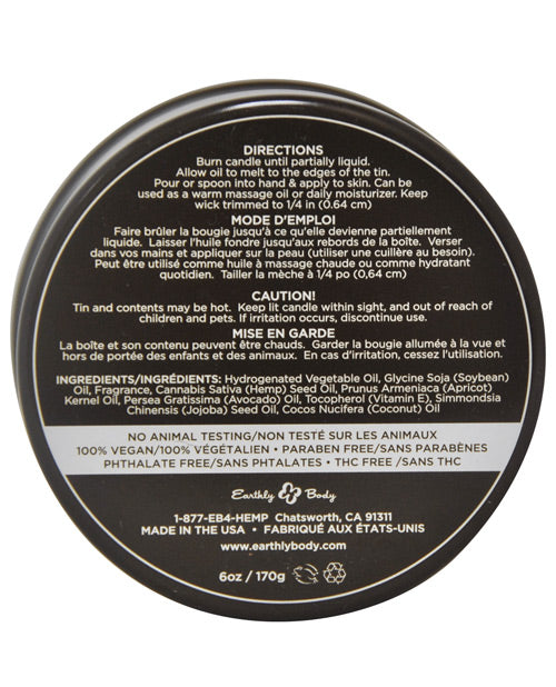Earthly Body Suntouched Hemp Candle - 6 Oz Round Tin Guavalava Setting The Mood - Tophatter Daily Deals