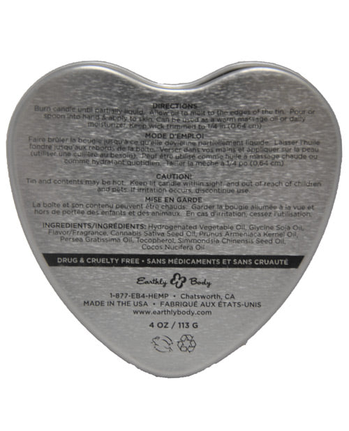 Earthly Body Suntouched Hemp Edible Candle - 4.7 Oz Heart Tin Mint Setting The Mood - Tophatter Daily Deals