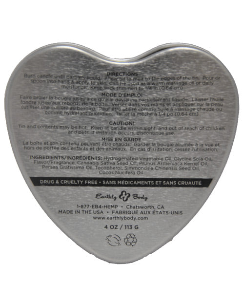 Earthly Body Suntouched Hemp Edible Candle - 4.7 Oz Heart Tin Mint Setting The Mood - Tophatter Daily Deals