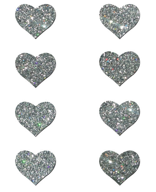 Pastease Mini Glitter Hearts - Silver Pack Of 8 Undergarments - Tophatter Daily Deals