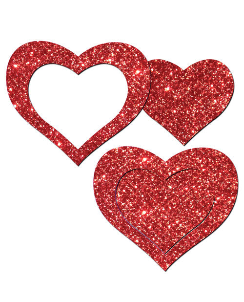 Pastease Glitter Peek A Boob Hearts - Red O-s Undergarments - Tophatter Daily Deals