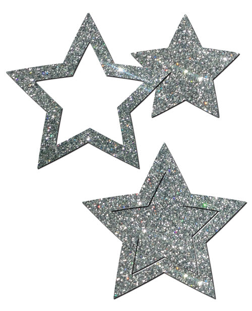 Pastease Glitter Peek A Boob Stars - Silver O-s Undergarments - Tophatter Daily Deals