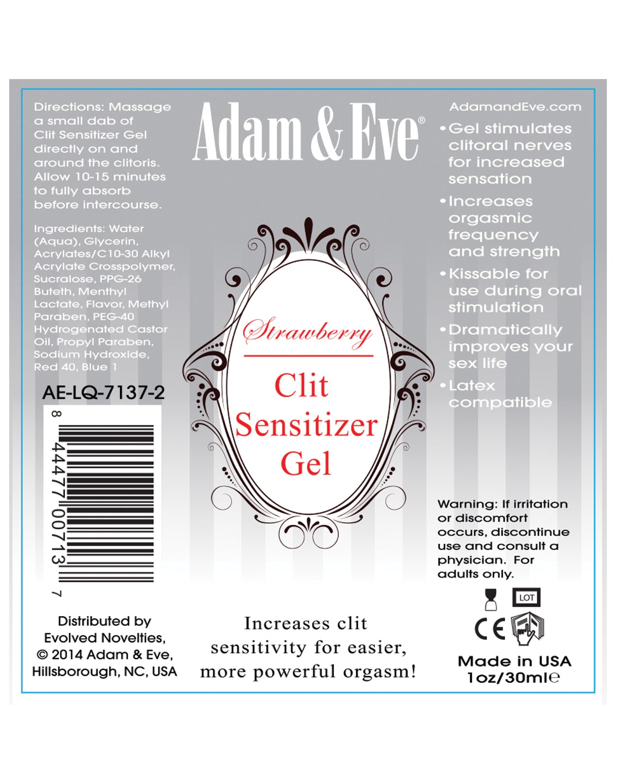 Adam & Eve Clit Sensitizer - 1 Oz Strawberry Sexual Enhancers - Tophatter Daily Deals