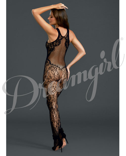 Fishnet & Floral Bodystocking Black O-s All Undergarments - Tophatter Daily Deals