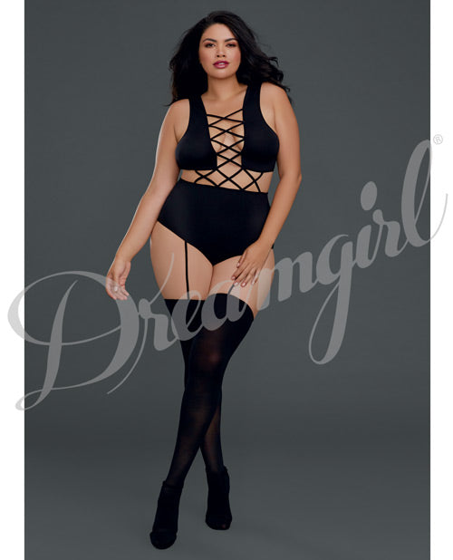 Cross Vest Teddy Bodystocking Black Qn Default Title All Undergarments - Tophatter Daily Deals