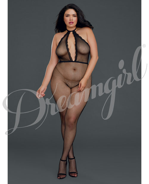 Fishnet Halter Bodystocking Black Qn Default Title All Undergarments - Tophatter Daily Deals