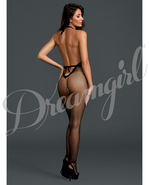Fishnet Halter Bodystocking Black O-s All Undergarments - Tophatter Daily Deals