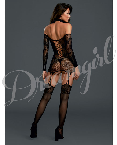 Versatile Lace Garterdress W-attached Thigh Highs Black O-s All Undergarments - Tophatter Daily Deals