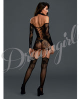 Versatile Lace Garterdress W-attached Thigh Highs Black O-s All Undergarments - Tophatter Daily Deals