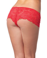 Low Rise Stretch Scallop Lace Booty Short Red O-s Undergarments - Tophatter Daily Deals