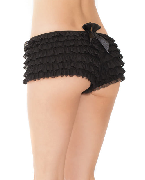 Ruffle Shorts W-back Bow Detail Black Os-xl Plus Undergarments - Tophatter Daily Deals