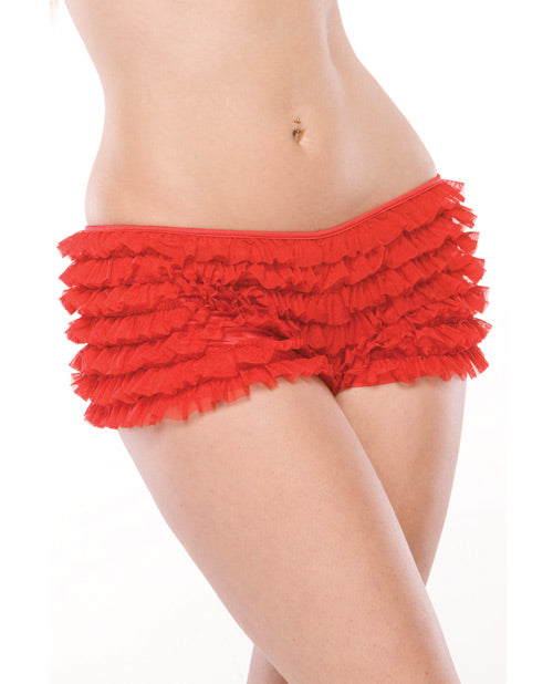 Ruffle Shorts W-back Bow Detail Red Os-xl Default Title Plus Undergarments - Tophatter Daily Deals