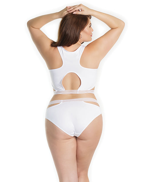 Racer Back Pull Over Bralette & Full Back Panty White Xl All Undergarments - Tophatter Daily Deals