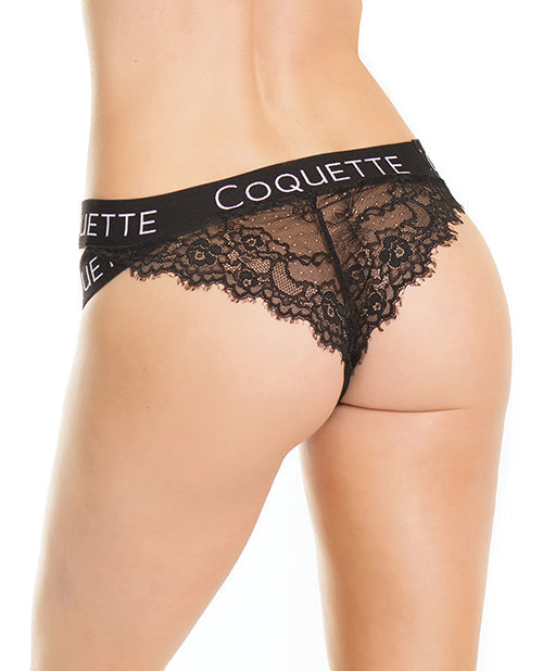 Fine Lace Back Panty W-double Strap Waistband Black O-s All Undergarments - Tophatter Daily Deals
