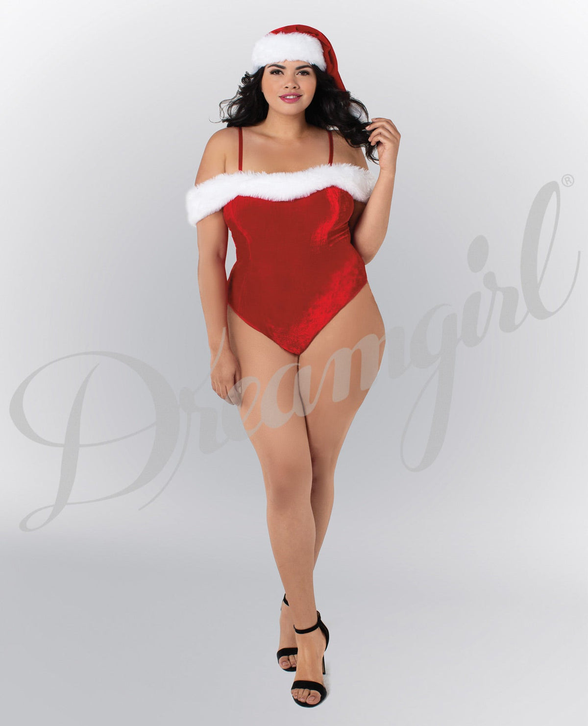 Stretch Velvet Teddy W-removble & Adjustble Shoulder Straps & Snap Crotch & Hat Ruby 2x Default Title Plus Undergarments - Tophatter Daily Deals
