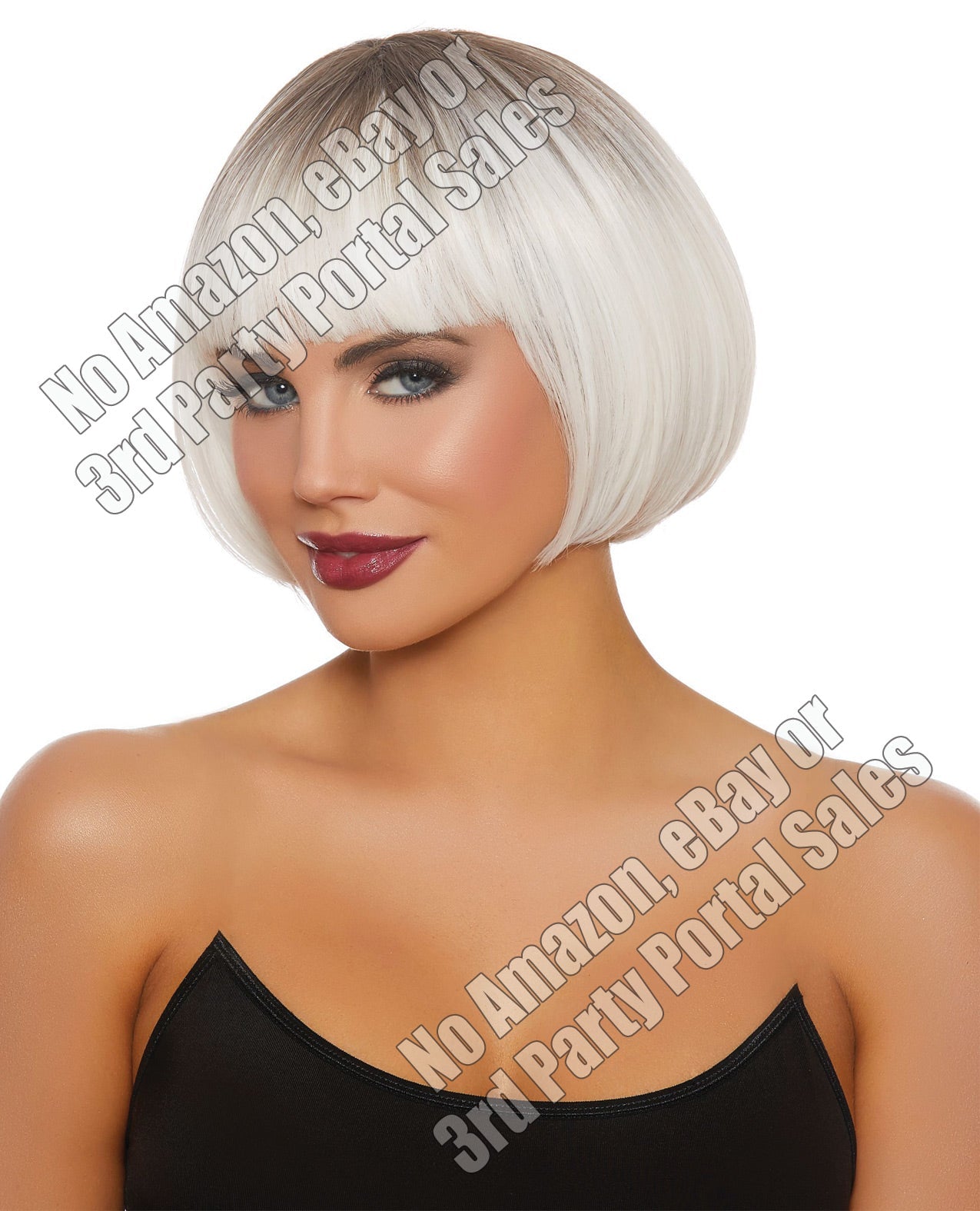Dip Dye Short Bob Wig - White-gray Default Title Body Fun - Tophatter Daily Deals