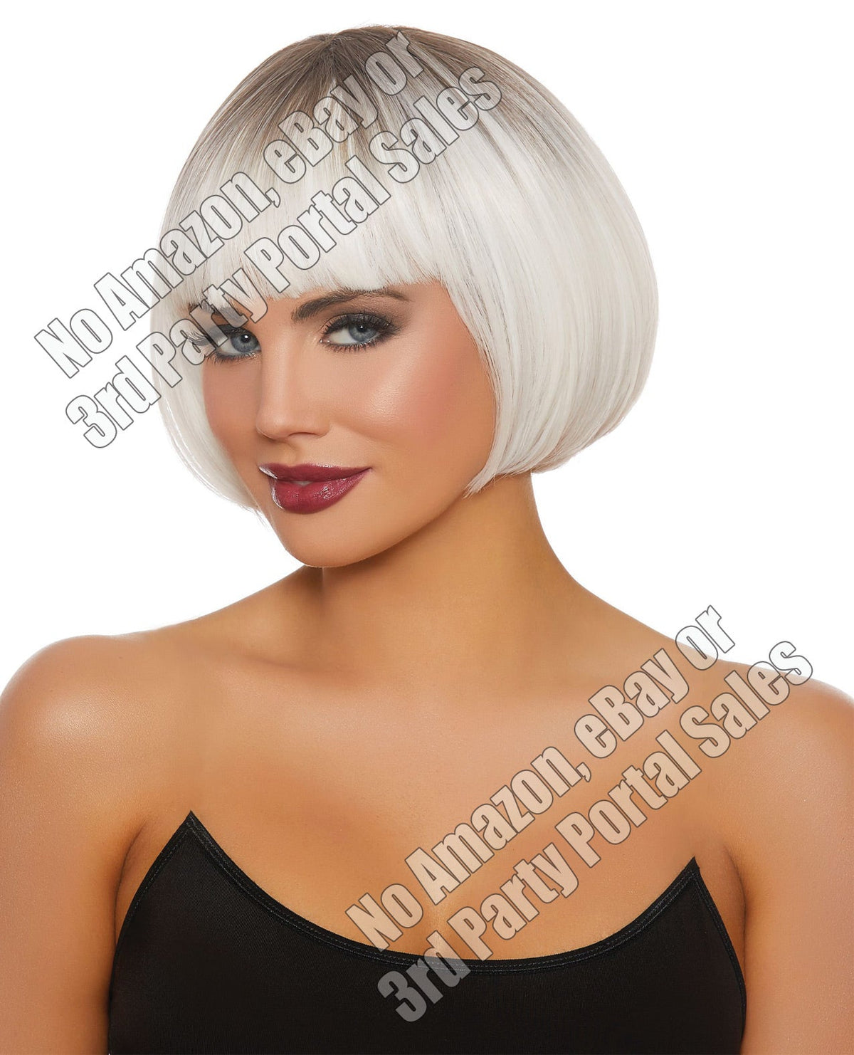 Dip Dye Short Bob Wig - White-gray Default Title Body Fun - Tophatter Daily Deals
