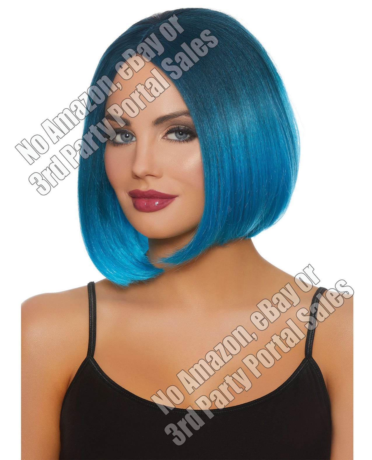 Mid-length Ombre Bob Wig - Steel Blue-bright Blue Default Title Body Fun - Tophatter Daily Deals