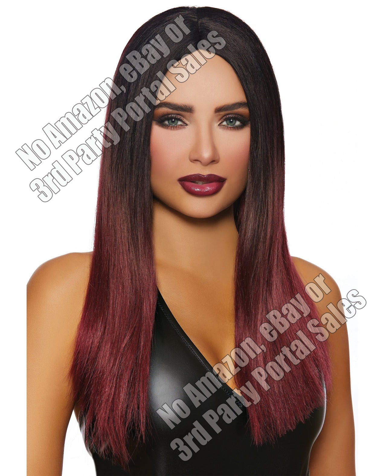 Long Straight Ombre Wig - Black-burgundy Default Title Body Fun - Tophatter Daily Deals