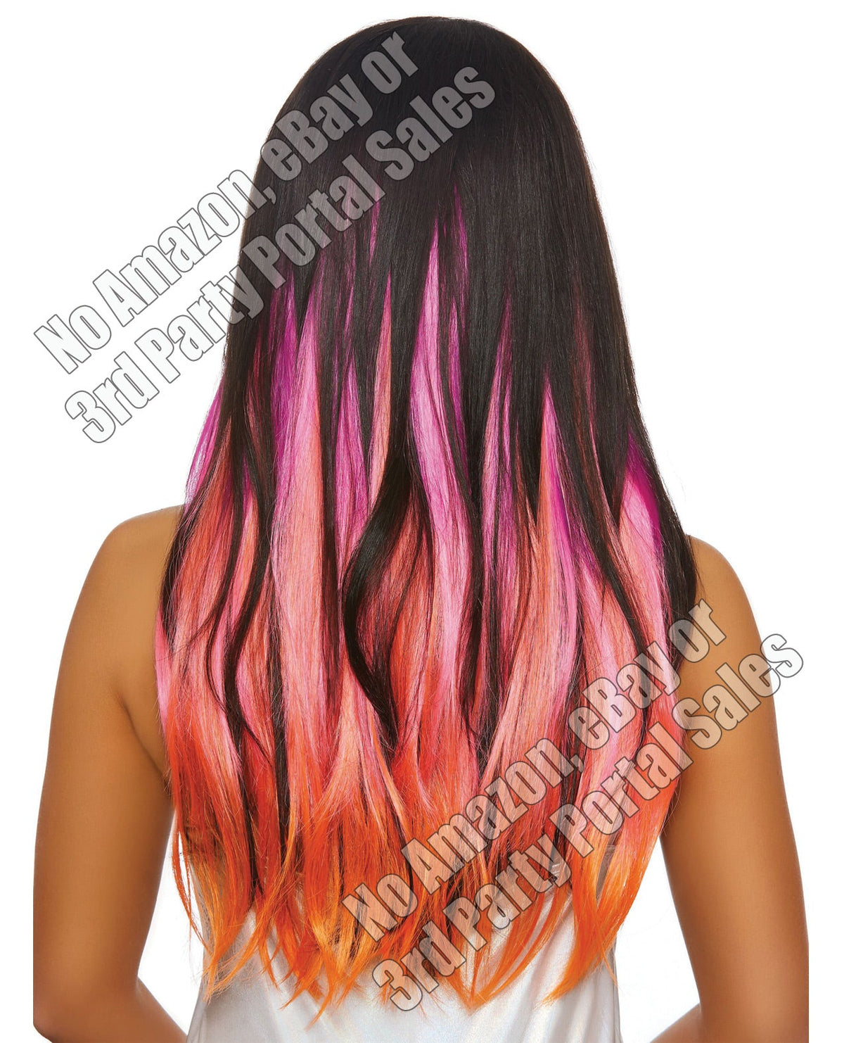 Long Straight Layered 3 Pc Hair Extensions - Magenta-neon Pink-orange Body Fun - Tophatter Daily Deals