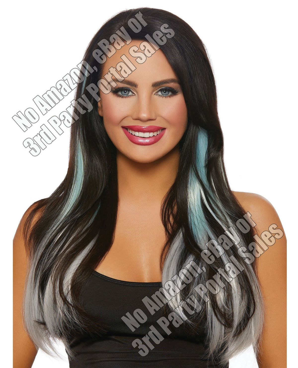 Long Straight Ombre 3 Pc Hair Extensions - Aqua-light Gray Default Title Body Fun - Tophatter Daily Deals