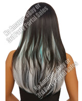 Long Straight Ombre 3 Pc Hair Extensions - Aqua-light Gray Body Fun - Tophatter Daily Deals