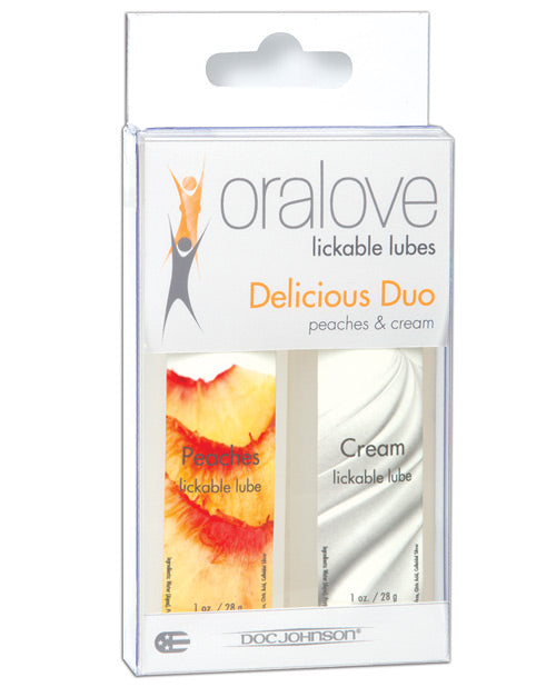 Oralove Delicious Duo Flavored Lube - Peaches & Cream Default Title Lubes - Tophatter Daily Deals