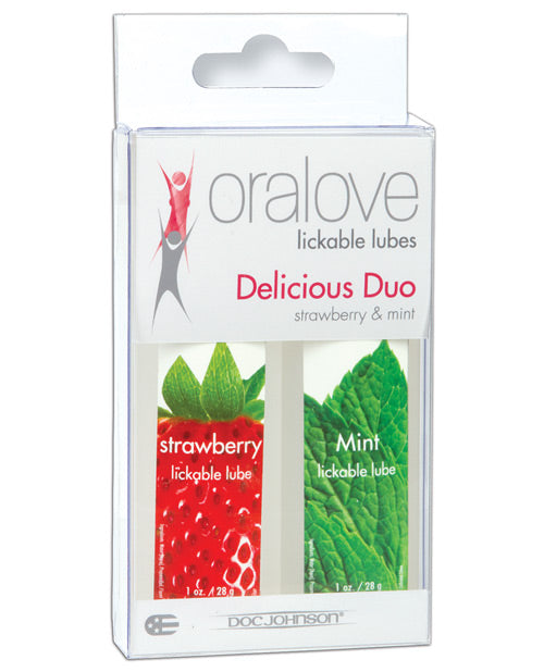 Oralove Delicious Duo Flavored Lube - Strawberry & Mint Default Title Lubes - Tophatter Daily Deals
