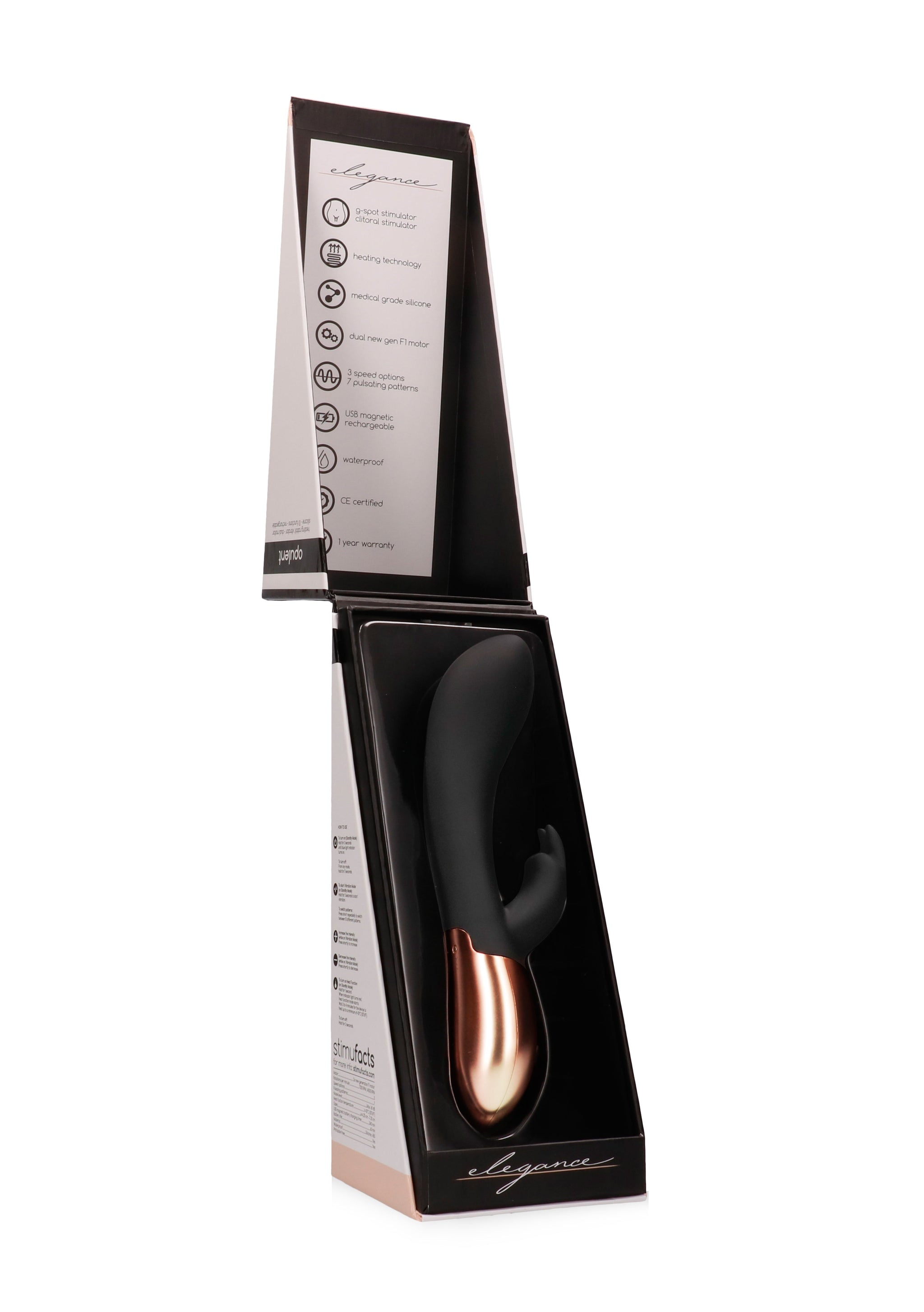 Shots Toys - Elegance - Opulent Heating Rabbit Vibrator - Black Sex Toy - Tophatter Daily Deals