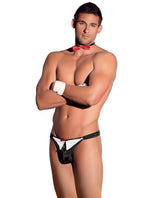 Mens Tuxedo Set Thong, Cuffs & Bow Tie Neckpiece Black-white O-s Default Title Undergarments - Tophatter Daily Deals
