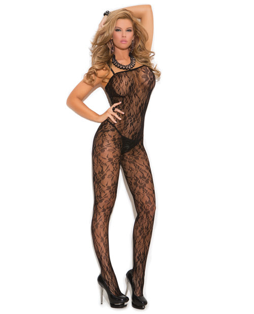 Rose Lace Bodystocking W-open Crotch Black O-s Default Title All Undergarments - Tophatter Daily Deals