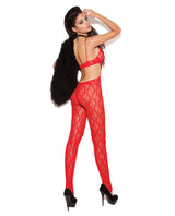 Vivace Lace Bodystocking W-satin Bow Detail Red O-s Undergarments - Tophatter Daily Deals