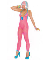 Vivace Crochet Bodystocking W-peek A Boo Back Neon Pink O-s Default Title Undergarments - Tophatter Daily Deals