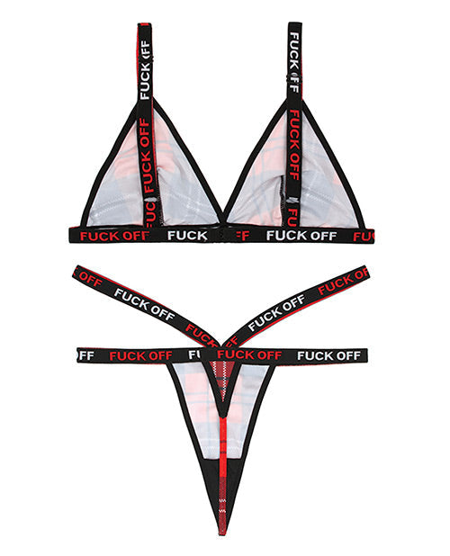 Vibes Fuck Off Bralette & Thong Plaid Xs All Undergarments - Tophatter Daily Deals