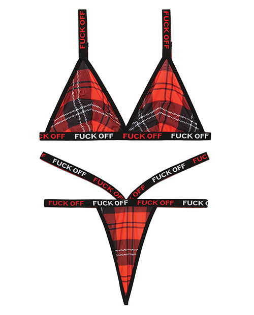 Vibes Fuck Off Bralette & Thong Plaid Xs All Undergarments - Tophatter Daily Deals