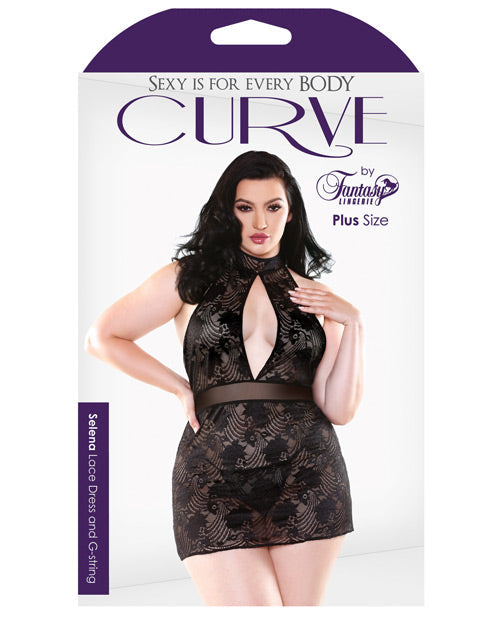 Curve Selena High Neck Floral Lace Dress W-g-string Black 3x-4x Plus Undergarments - Tophatter Daily Deals