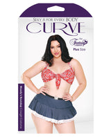 Curve Woodys Roundup Halter Bra, Skirt W-lace Trim & Ruffled Panty Red-blue 3x-4x Body Fun - Tophatter Daily Deals