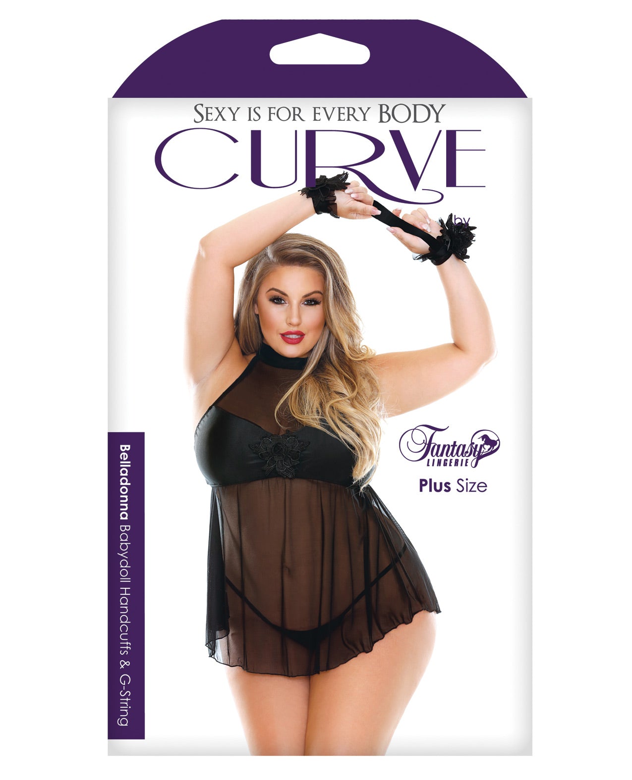 Curve Mesh Babydoll W-g-string & Handcuffs Black 1x-2x Plus Undergarments - Tophatter Daily Deals