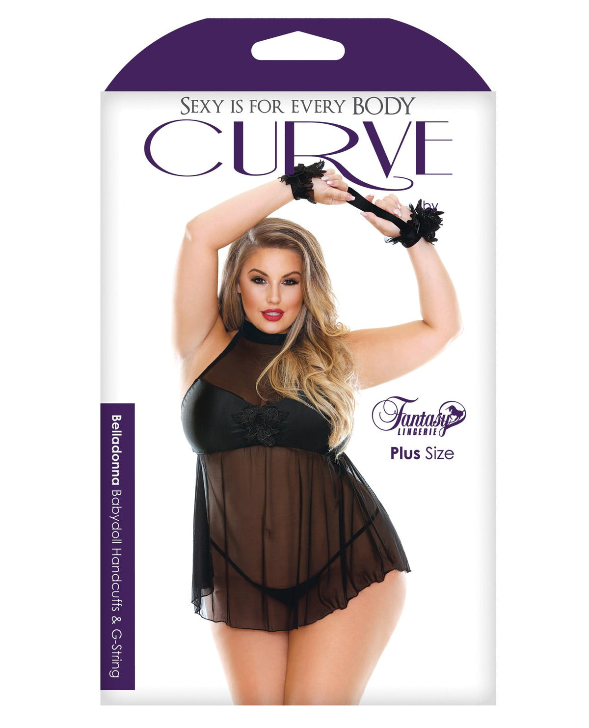 Curve Mesh Babydoll W-g-string & Handcuffs Black 1x-2x Plus Undergarments - Tophatter Daily Deals