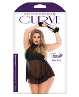Curve Mesh Babydoll W-g-string & Handcuffs Black 1x-2x Plus Undergarments - Tophatter Daily Deals