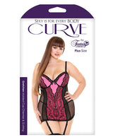 Curve Gretchen Lace & Mesh Chemise W-molded Cups & G-string Neon Pink 3x-4x All Undergarments - Tophatter Daily Deals