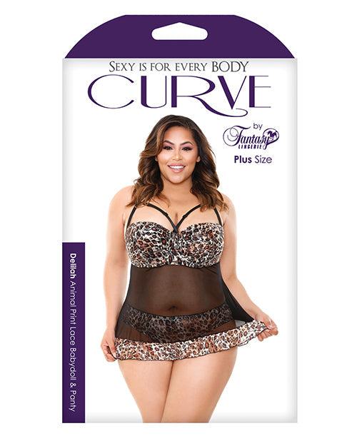 Curve Delilah Lace Babydoll W-molded Cups & Matching Panty Leopard 3x-4x All Undergarments - Tophatter Daily Deals