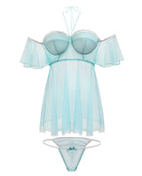 Spring-summer Off The Shoulder Babydoll & Panty Mint M-l All Undergarments - Tophatter Daily Deals