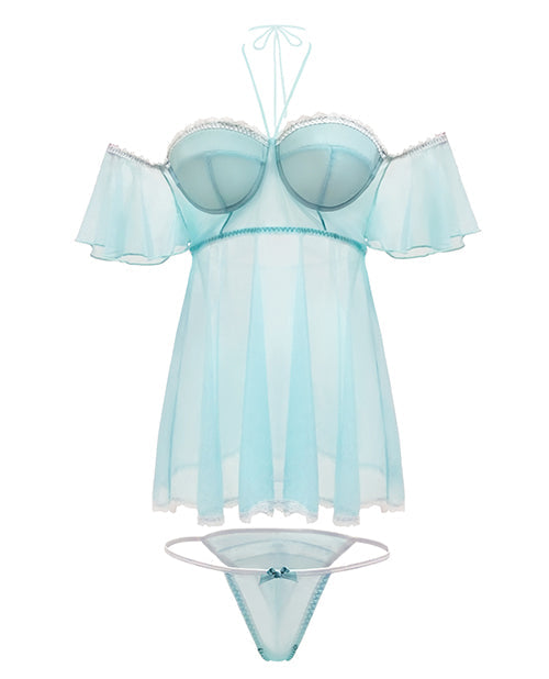 Spring-summer Off The Shoulder Babydoll & Panty Mint M-l All Undergarments - Tophatter Daily Deals